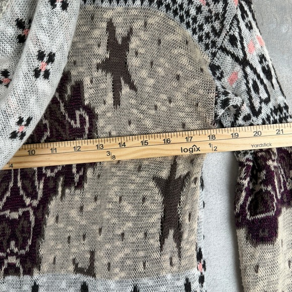 Indie Boho Free People Hooded Duster Cardigan Burgundy Knit Star Long Sweater S - Picture 6 of 8